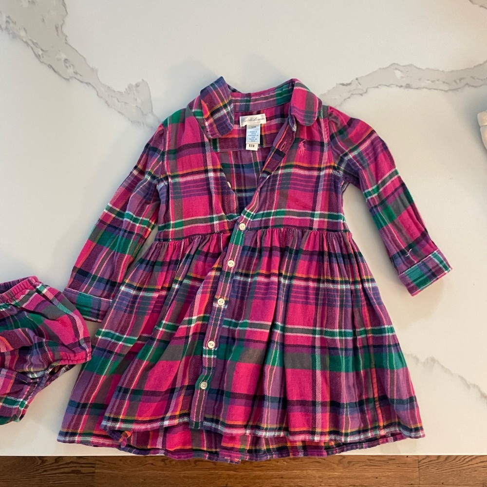 Ralph Lauren Pink Plaid Dress with Bottoms